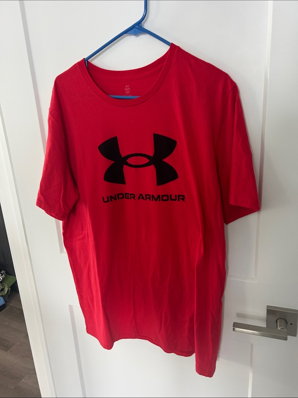Under Armour Red Short-Sleeve Logo Tee with Black Print